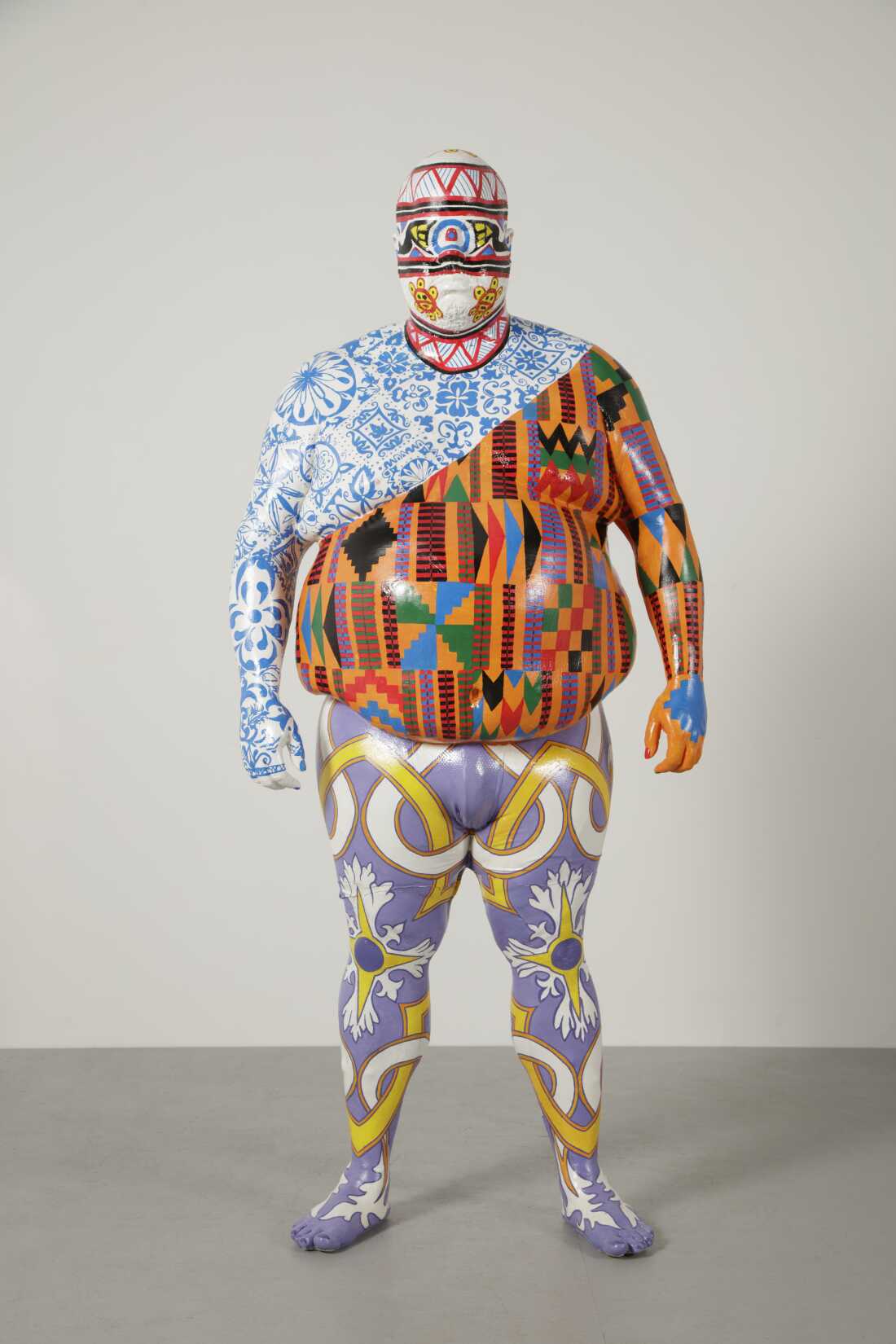Roberto Lugo, DNA Study Revisited, 2022, urethane resin life cast, foam, wire, and acrylic paint