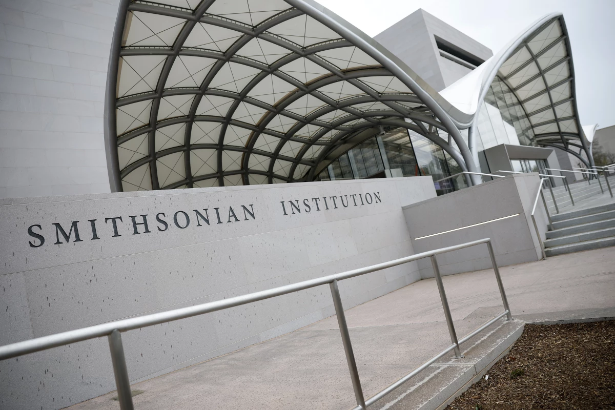 A Smithsonian Institution sign is seen on the National Air and Space Museum on the National Mall  in Washington, DC.