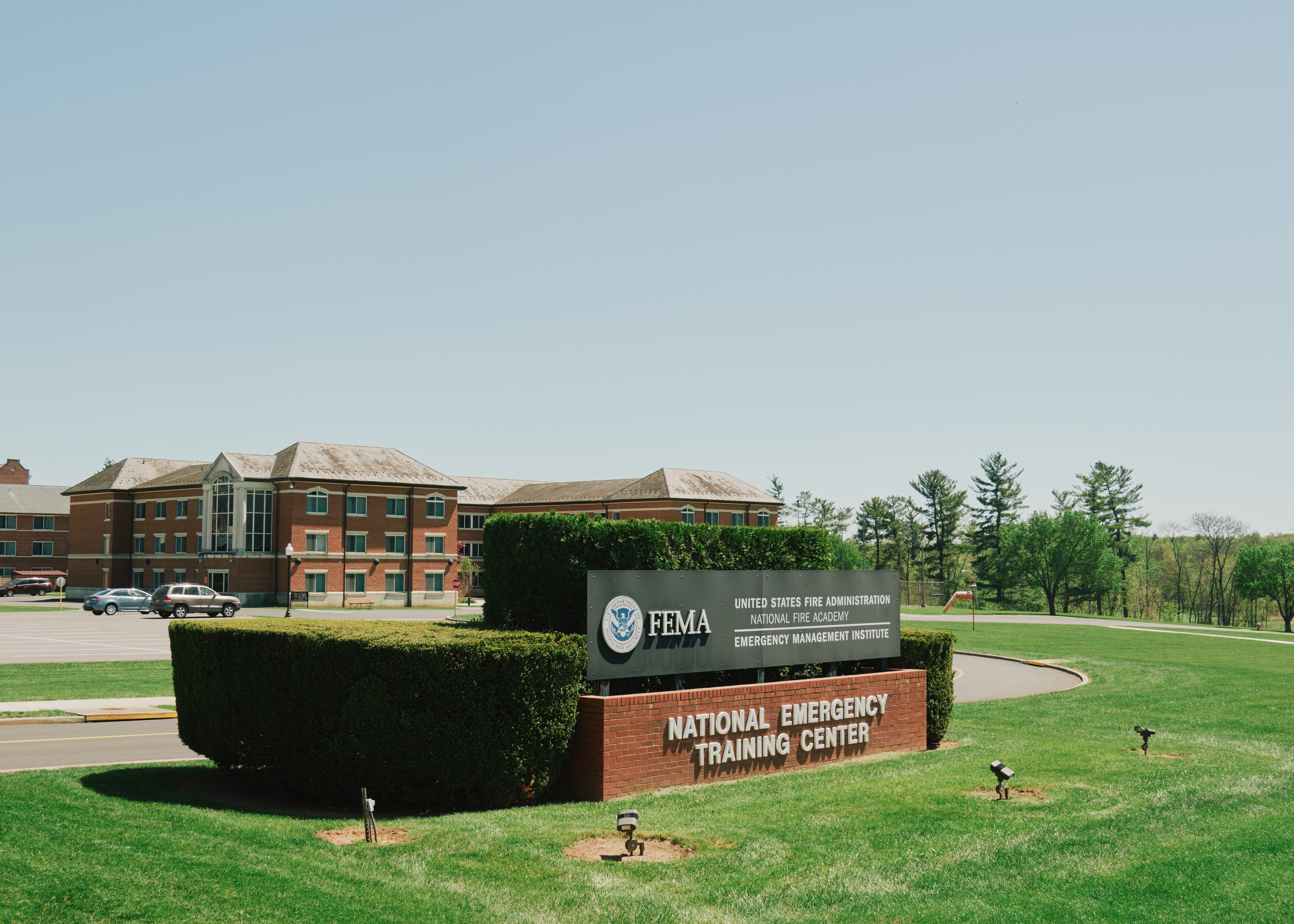 The National Fire Academy sits inside this complex in Emmitsburg, in western Maryland. Thousands of firefighters come here for training each year, but the Trump administration canceled in-person classes in early March, seemingly to cut costs.