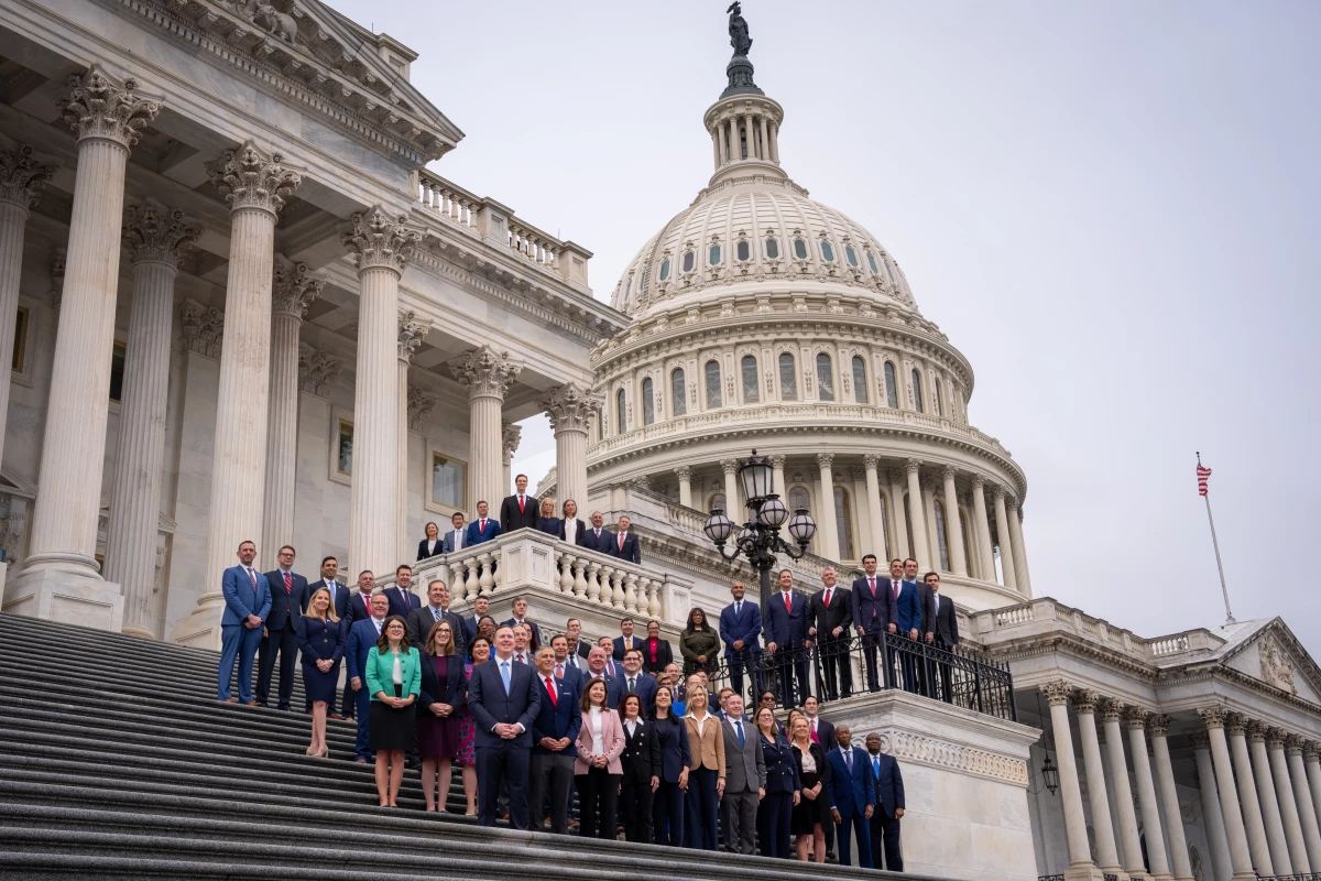 Congressional freshmen of the 119th Congress pose on the steps of the House of Representatives of the U.S. Capitol on Nov. 15, 2024, in Washington, D.C.