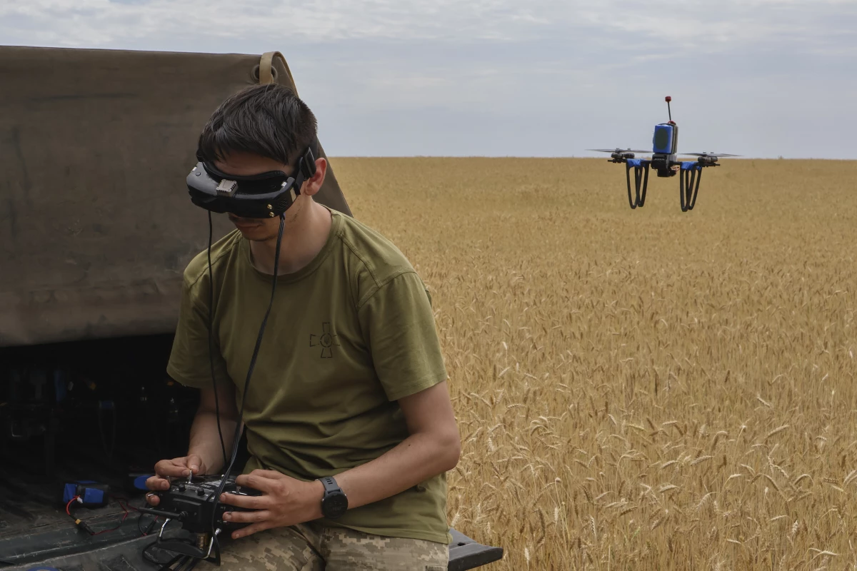A Ukrainian soldier operates a drone in the Zaporizhzhia region of southeastern Ukraine on June 14. Ukraine has been using cheap, civilian drones that it buys off the Internet. But Russia has responded with electronic jamming, often rendering such drones useless. Ukraine is now making its own drones and is looking for autonomous systems that are difficult to detect and stop.