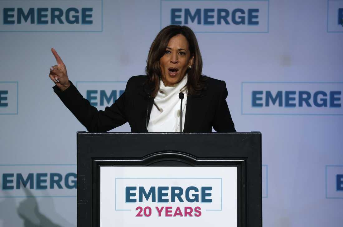 Kamala Harris slams Trump tariffs as 'absolute chaos' : NPR