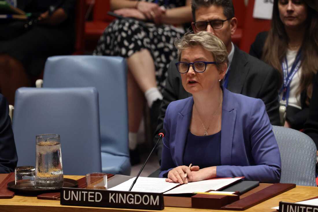 英国外交大臣伊维特·库珀(Yvette Cooper)于2025年9月23日在联合国联合国大会(UN)在纽约市的联合国总部举行的联合国议会会议。那天,她还与来自欧盟和亚洲七个盟国的同行会面。