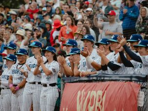 New York Heights players and fans prior to the start of the WPBL's inaugural game on Saturday, Aug. 1.