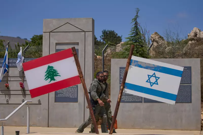 Israeli soldiers are seen at a memorial site on the border with Lebanon in northern Israel, Sunday, June 28, 2026.