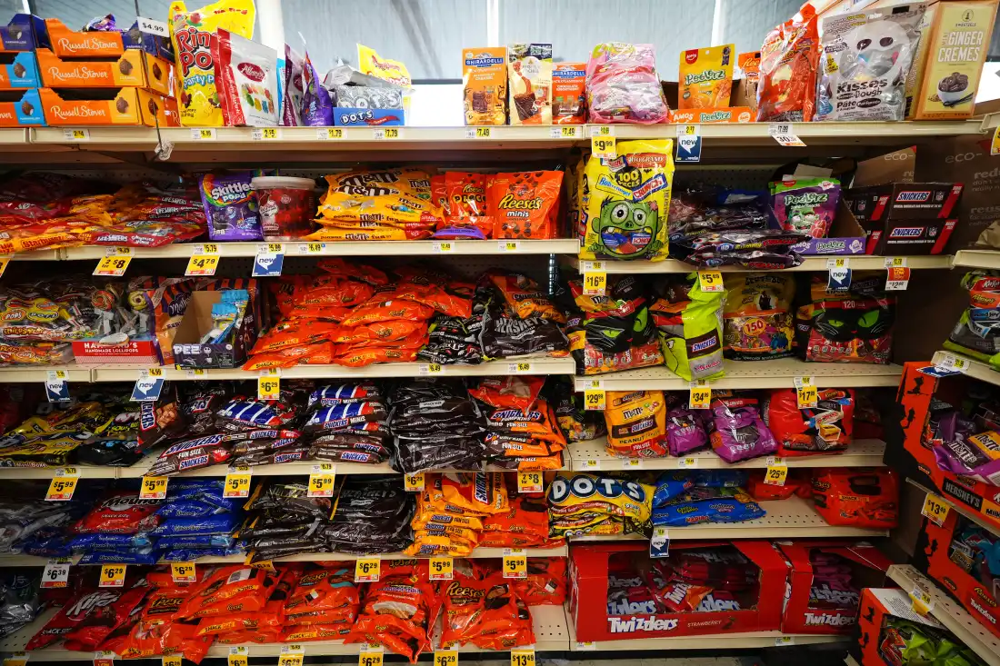 Halloween candy is displayed for sale at a Weis Markets grocery store, Thursday, Oct. 22, in Dundalk, Md.