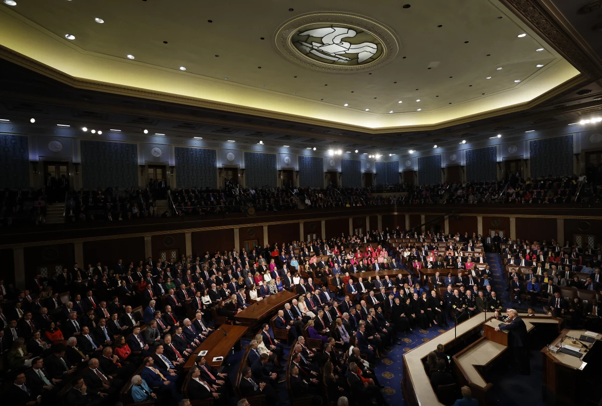 President Trump addresses a joint session of Congress at the U.S. Capitol on March 4 in Washington, D.C.