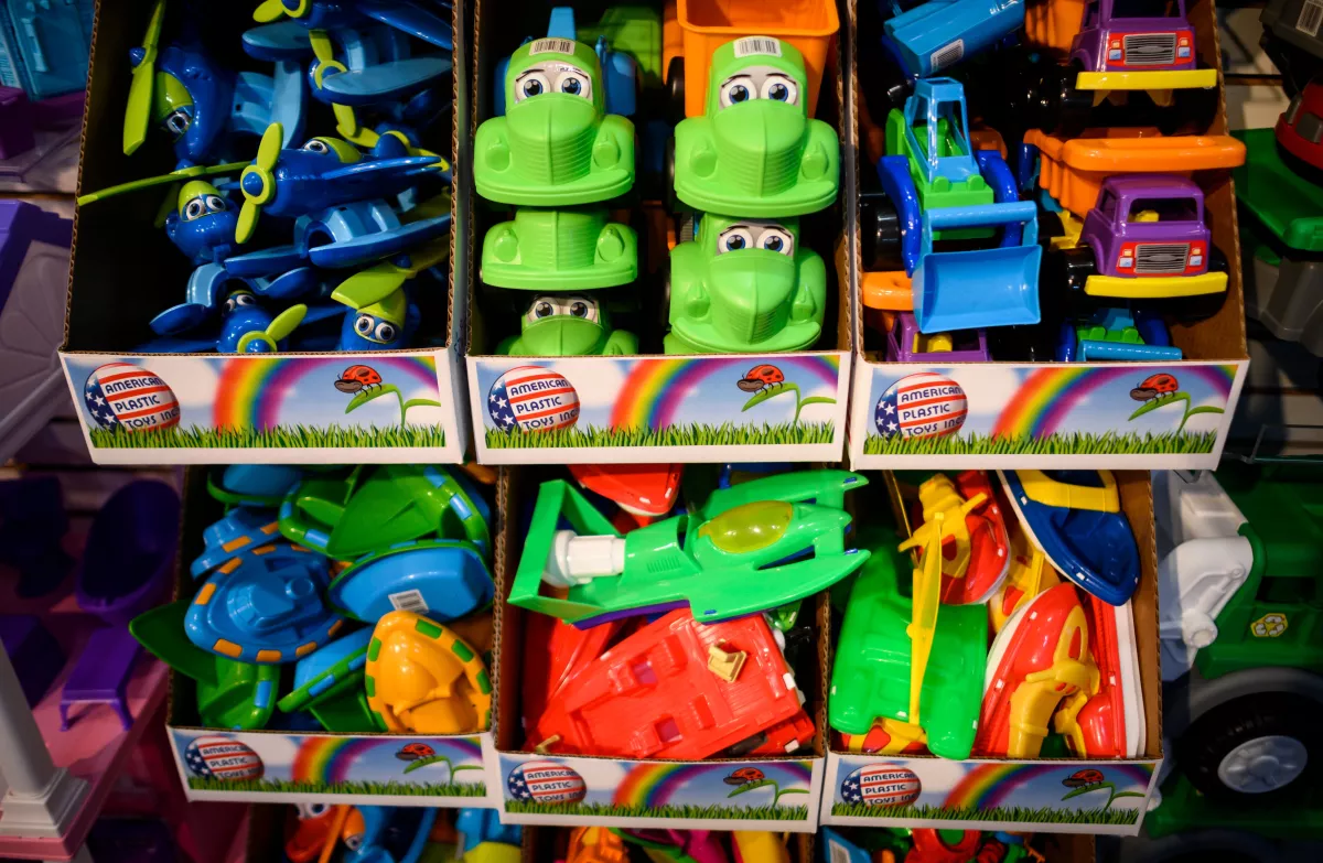 These plastic toys were manufactured in Michigan by American Plastic Toys. But most toys sold in the U.S. are imported and could be subject to tariffs in the incoming Trump administration.