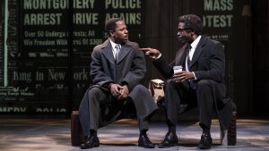 Ro Boddie as Martin Luther King, Jr. and Stephen Conrad Moore as Bayard Rustin in the 2025 Ford's Theatre production of The American Five, directed by Aaron Posner.