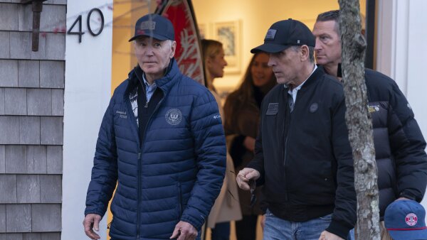 resident Biden and his son Hunter Biden walk in downtown Nantucket, Mass., on Friday.
