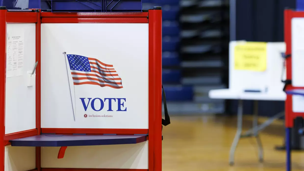 Voting booths in Bangor, Maine