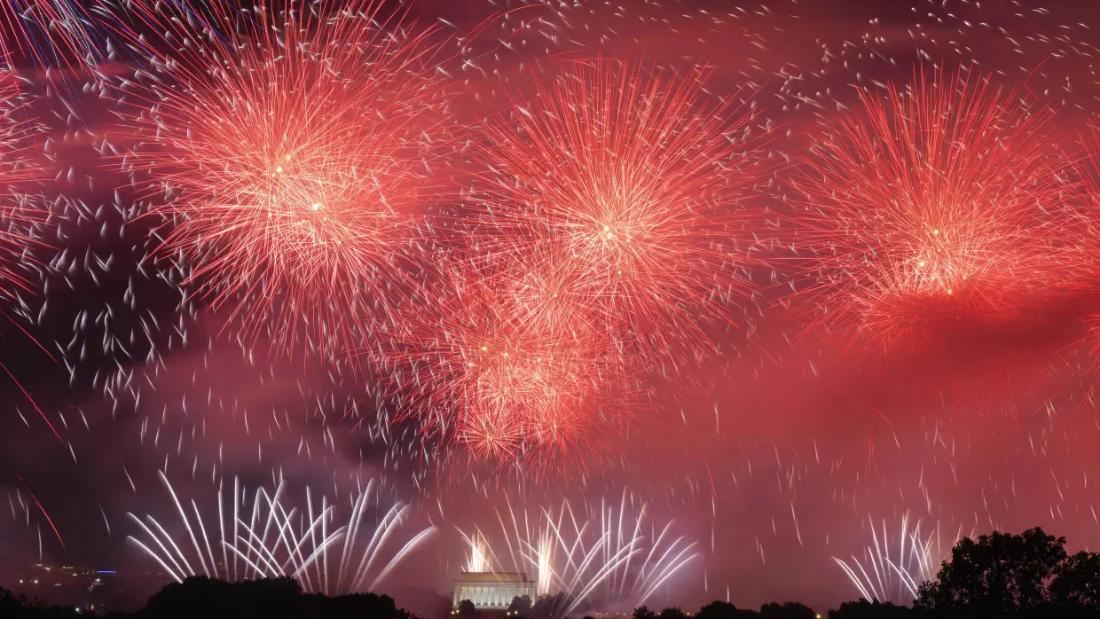 Trump addresses nation and fireworks light up National Mall after storm delay