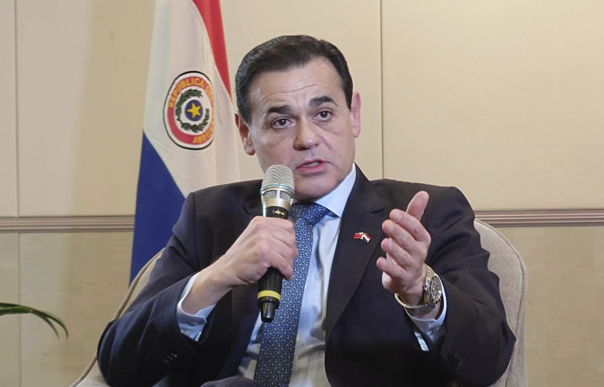 Paraguay Foreign Minister Rubén Ramírez Lezcano speaks during a press conference during his visit in Taipei, Taiwan.