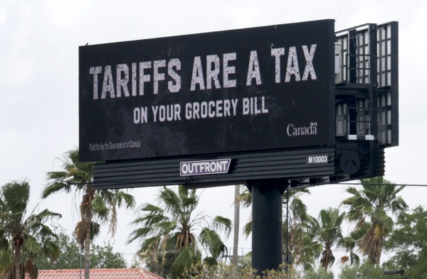 The Canadian government has placed anti-tariff billboards in numerous American cities, including this one in Miramar, Fla.