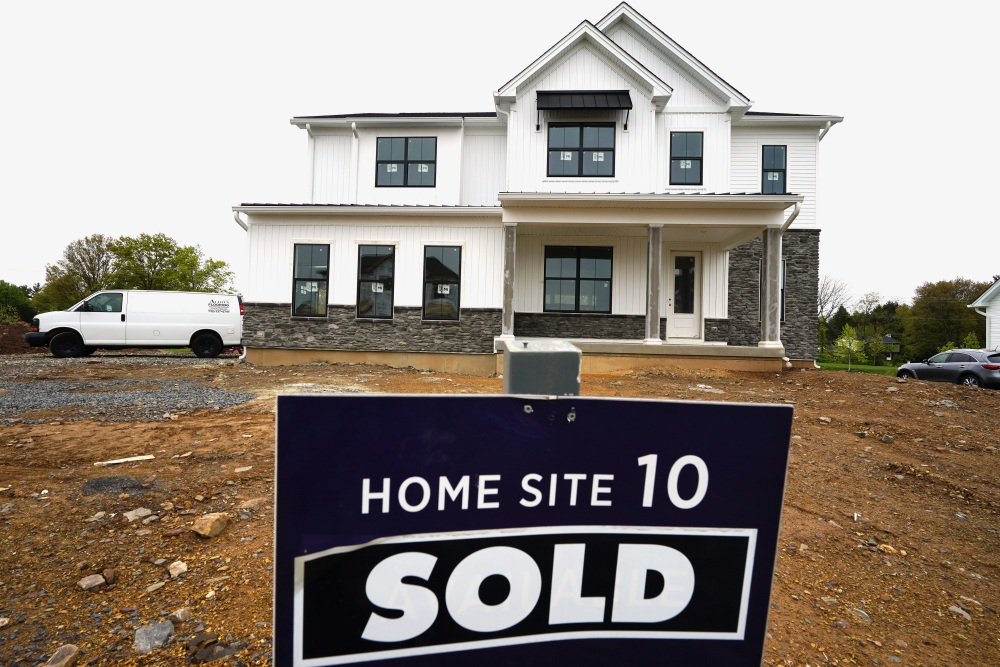 Sales of new homes like this one in Eagleville, Pa., are up modestly, while existing home sales have plummeted amid a housing shortage, record high prices and high mortgage rates. (AP)