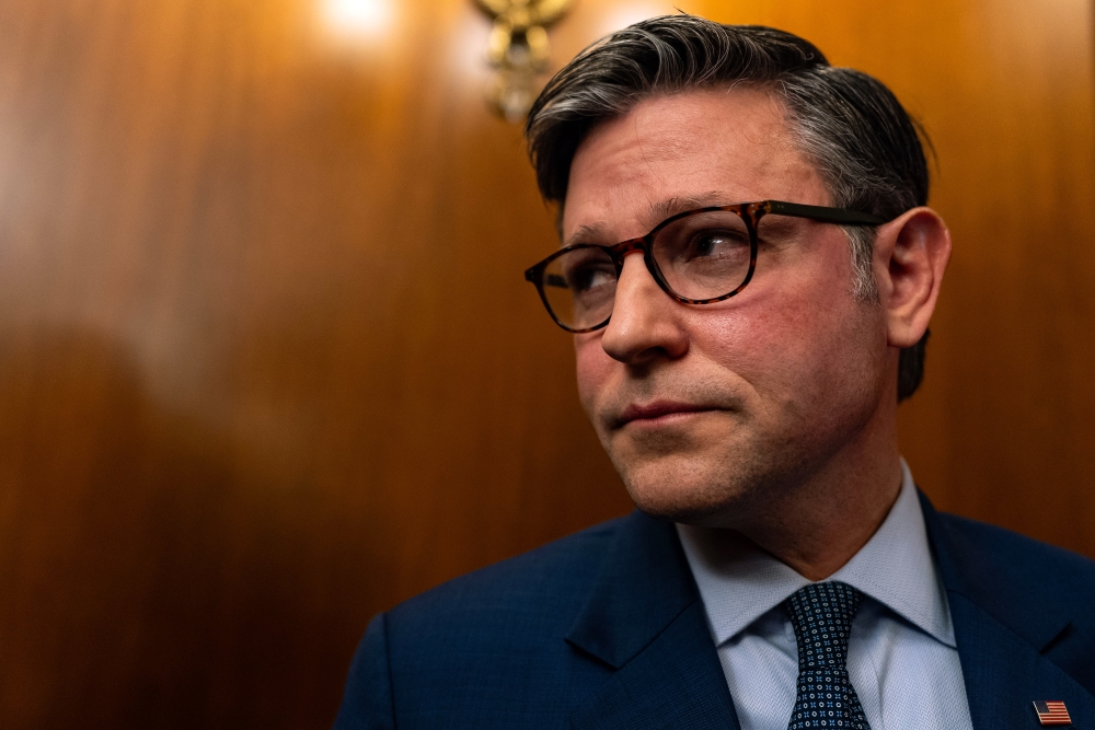 Speaker of the House Mike Johnson, R-La., departs a press conference at the U.S. Capitol on Tuesday. Johnson has been working to rally House Republicans behind a stopgap funding bill to avert a government shutdown, while also navigating growing pressure to boost security for lawmakers in the wake of Charlie Kirk's killing. (Getty Images)