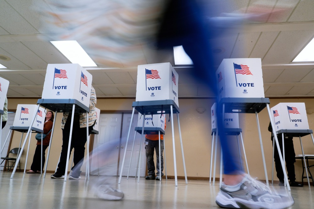 Voters cast their ballots in Oak Creek, Wis., on Nov. 5, 2024. This week, Wisconsin voters elected a new justice to the state's supreme court, expanding the majority for liberal-leaning justices as part of a larger trend of Democratic overperformance in elections since President Trump took office. (AP)