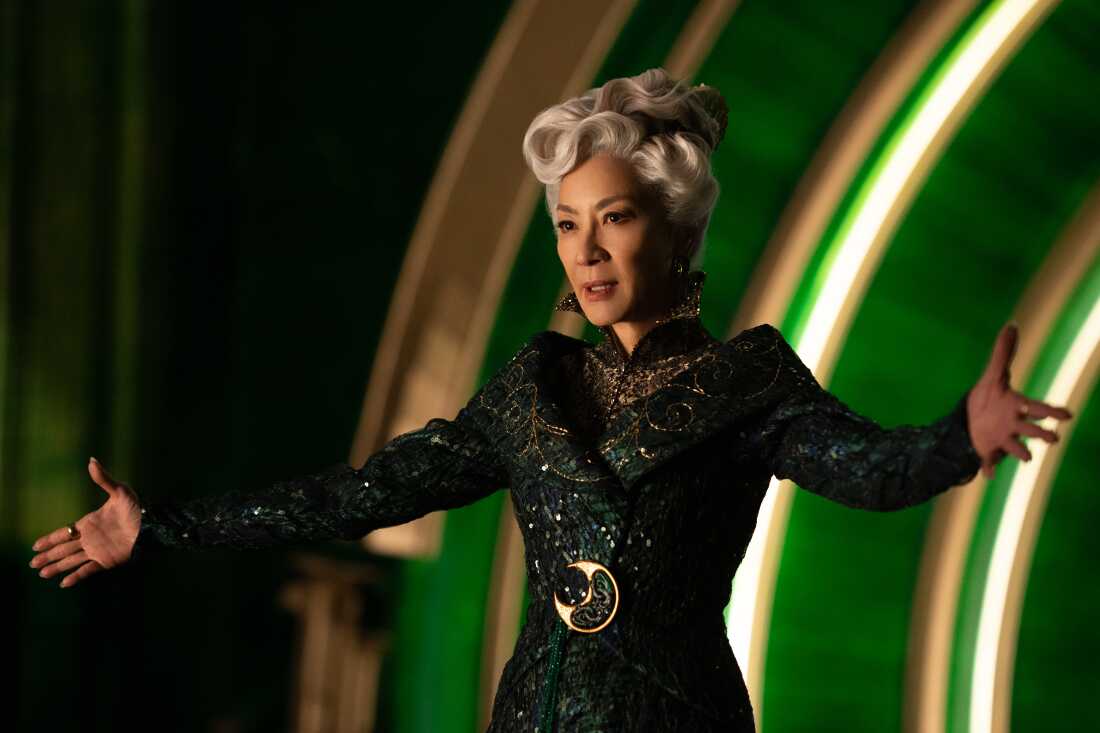 Michelle Yeoh as Madame Morrible, the headmistress at Shiz University.