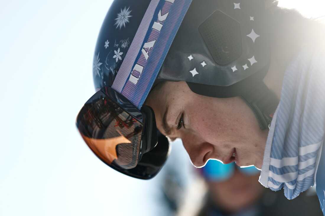 United States' Mikaela Shiffrin prepares to start a women's World Cup giant slalom, in Kronplatz, Tuesday, Jan. 20, 2026.