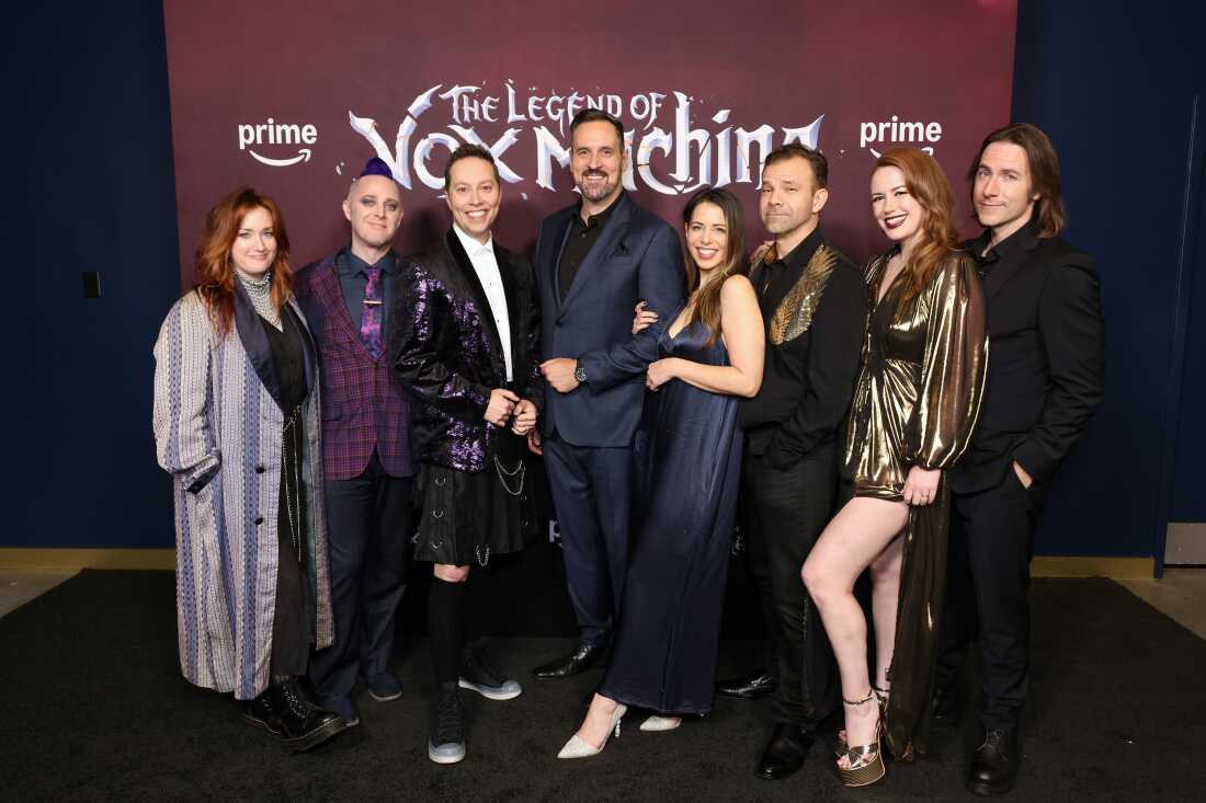 Ashley Johnson, Taliesin Jaffe, Sam Riegel, Travis Willingham, Laura Bailey, Liam O'Brien, Marisha Ray and Matthew Mercer attend a screening for “The Legend of Vox Machina” in 2024