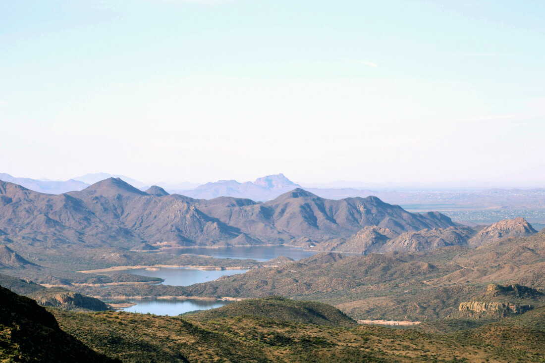 An aerial photos of the Salt River and Its Reservoirs on April 23, 2026