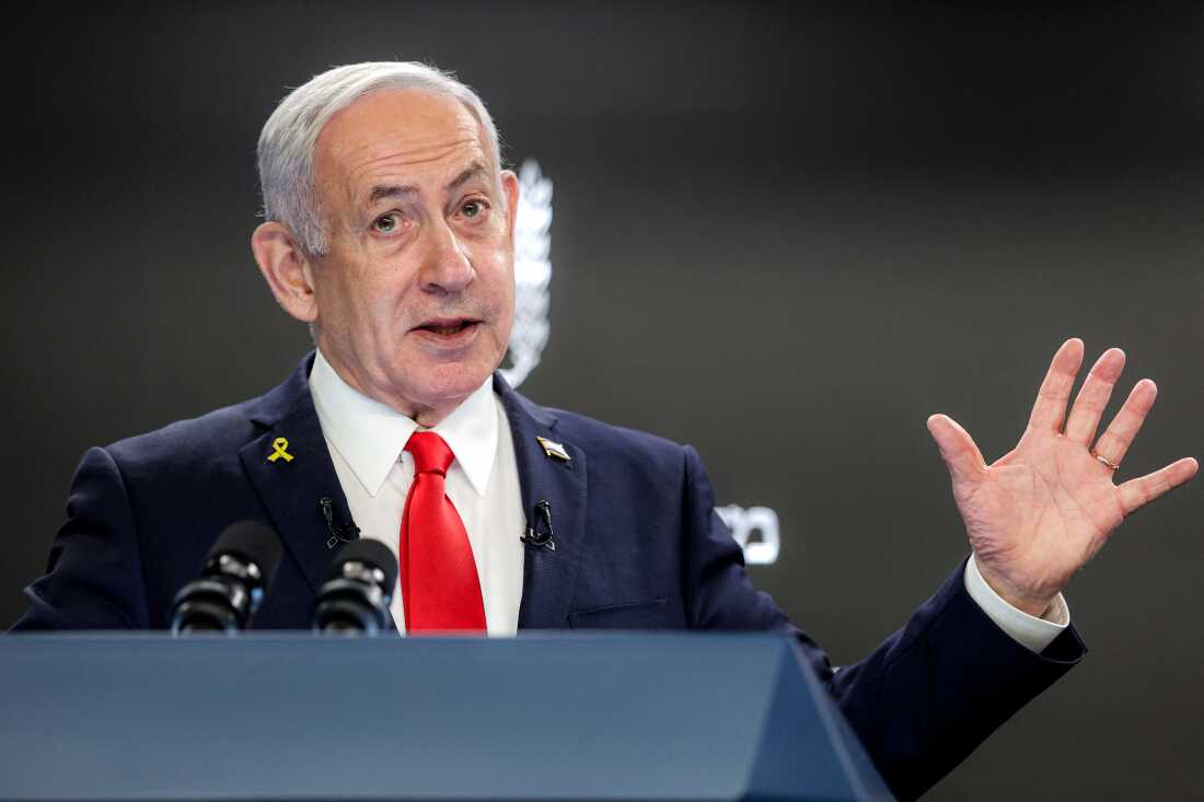 Israel's Prime Minister Benjamin Netanyahu gives a press conference at the prime minister's office in Jerusalem on Sunday.