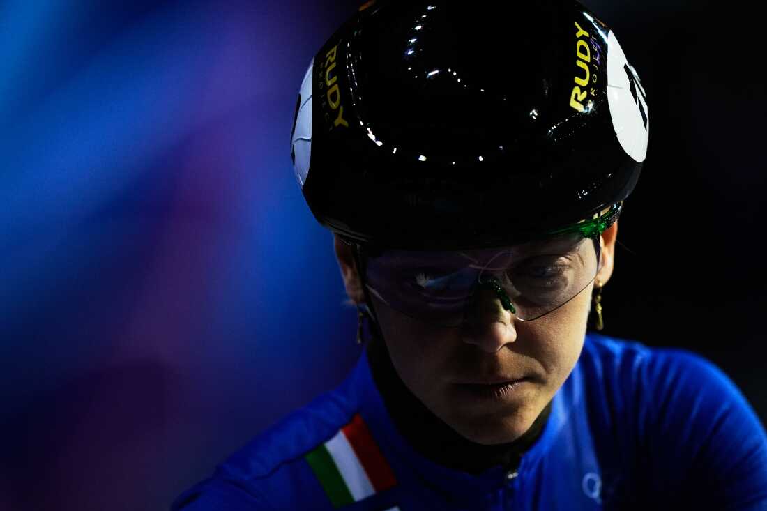 Arianna Fontana of Italy prepares for her final during the women's 1000 meter short track speed skating at the 2026 Winter Olympics, in Milan, Italy, Monday, Feb. 16, 2026.