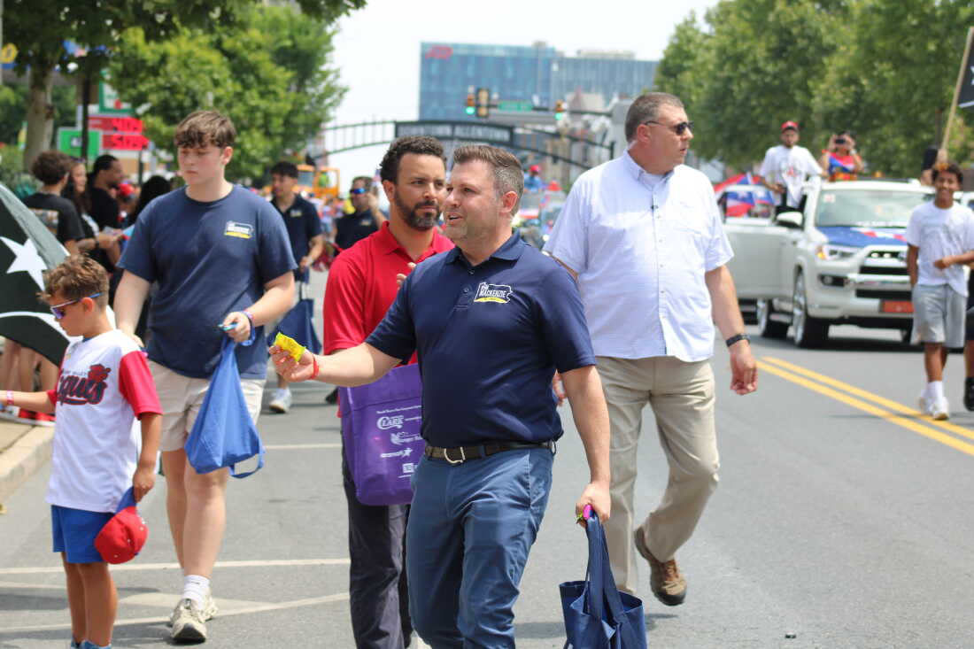 GOP Rep. Ryan Mackenzie participates in a Puerto Rican Day parade in Allentown in [year TK].