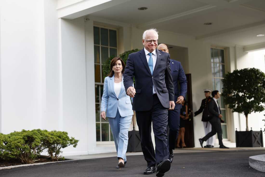 Gov. Tim Walz of Minnesota departs the White House with fellow Democratic governors on July 3.