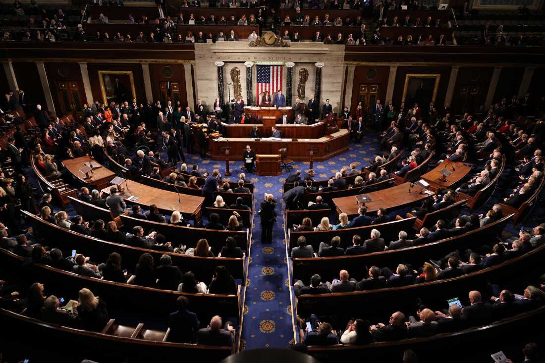 Members of Congress participate in a joint session to ratify the 2024 Presidential election at the U.S. Capitol.
