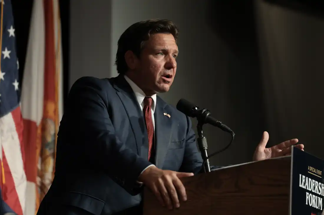 Florida's Republican Gov. Ron DeSantis speaks at an event on Sept. 1 in Tampa. He and the Florida Realtors trade association back the bill.
