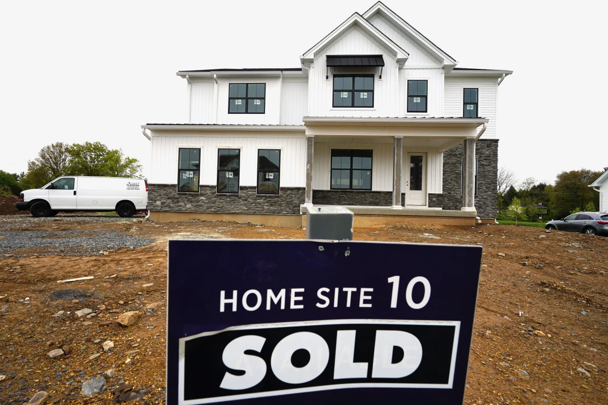 Sales of new homes like this one in Eagleville, Pa., are up modestly, while existing home sales have plummeted amid a housing shortage, record high prices and high mortgage rates.