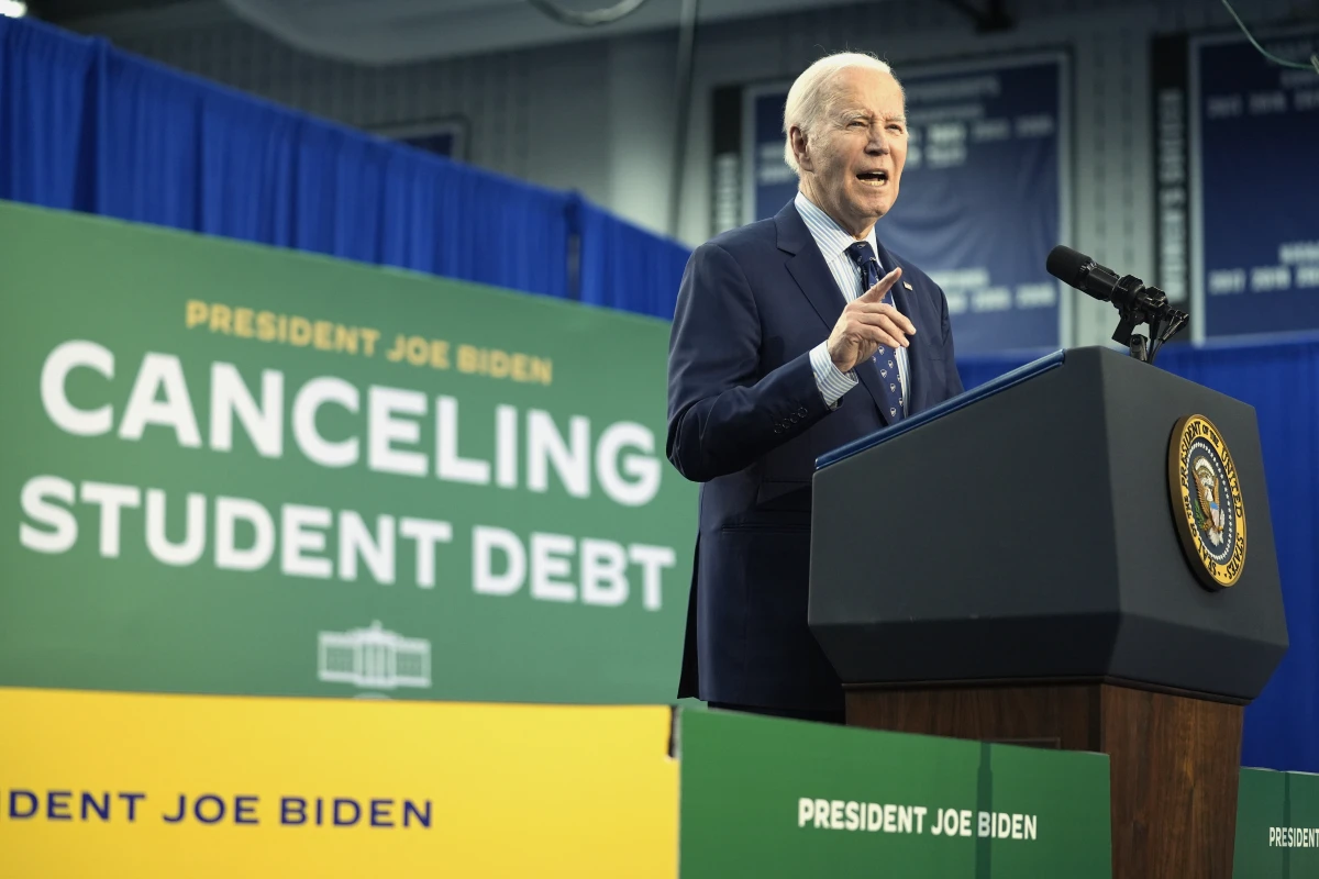 President Biden speaks about student loan debt, April 8, 2024, in Madison, Wis.