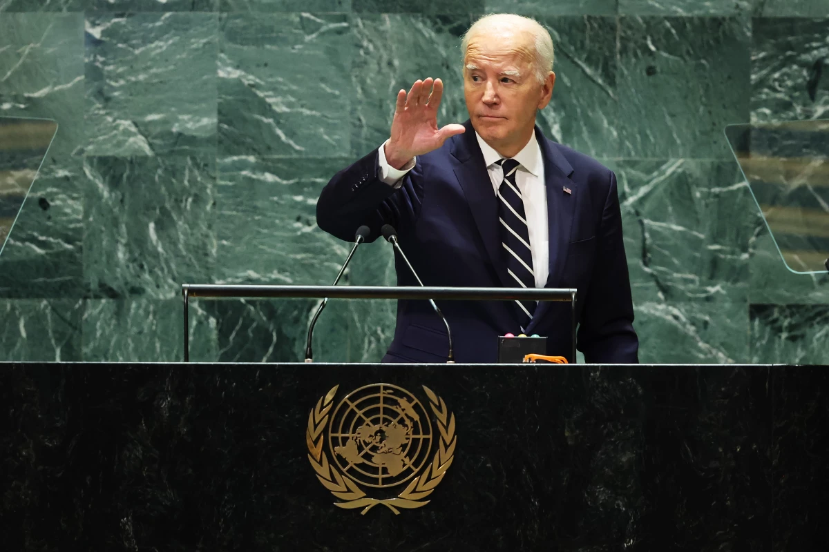 President Biden waves as he leaves the stage after his final address to the United Nations General Assembly on Sept. 24.
