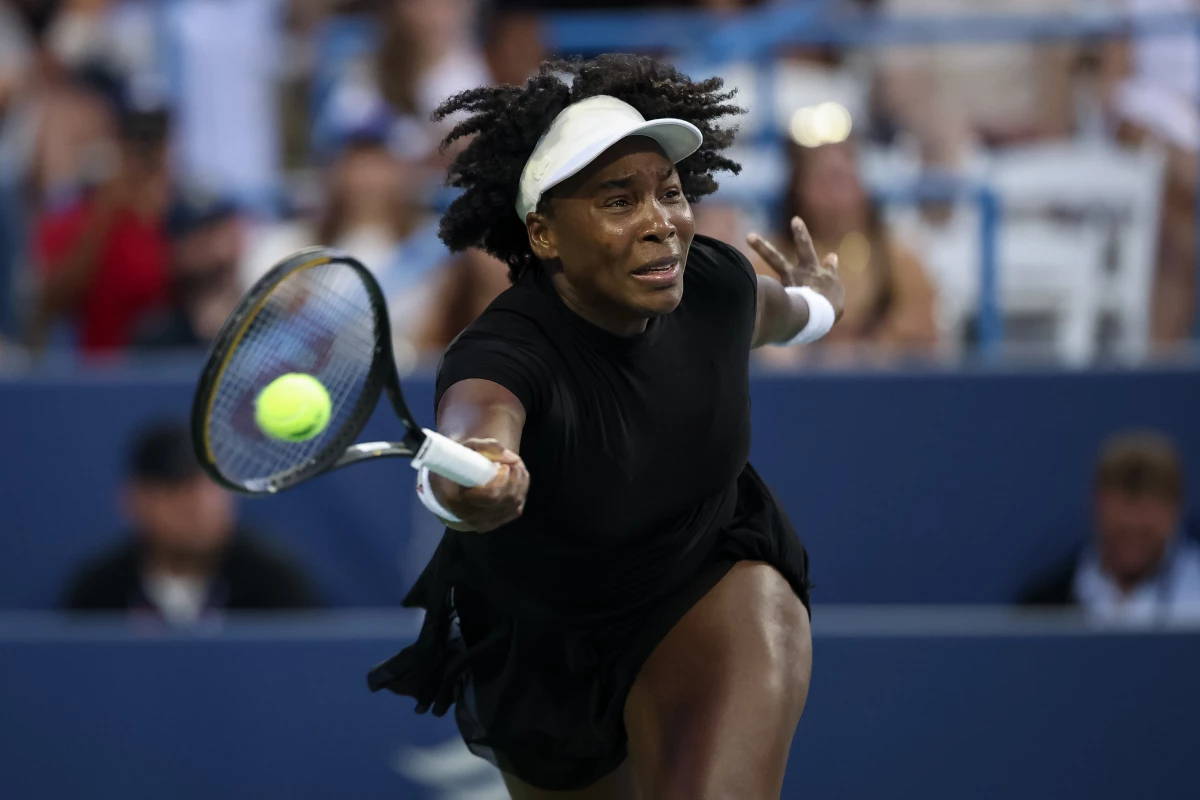 Venus Williams returns a shot against Magdalena Frech on day 4 of the Mubadala Citi DC Open. Williams, 45, said she's been on COBRA health insurance.