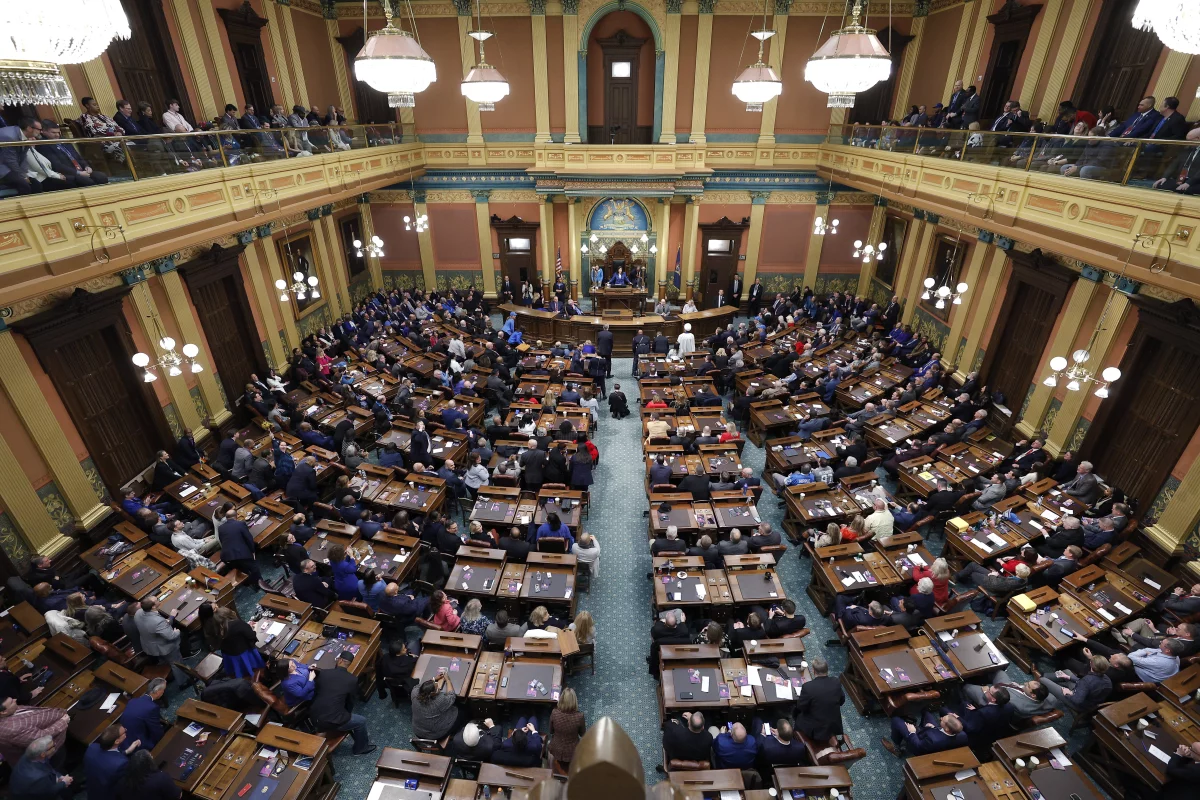Michigan Democratic Gov. Gretchen Whitmer delivers her State of the State address in January 2024. Republicans won control of the Michigan House this year, ending the Democratic trifecta that ushered in a wave of progressive policies.