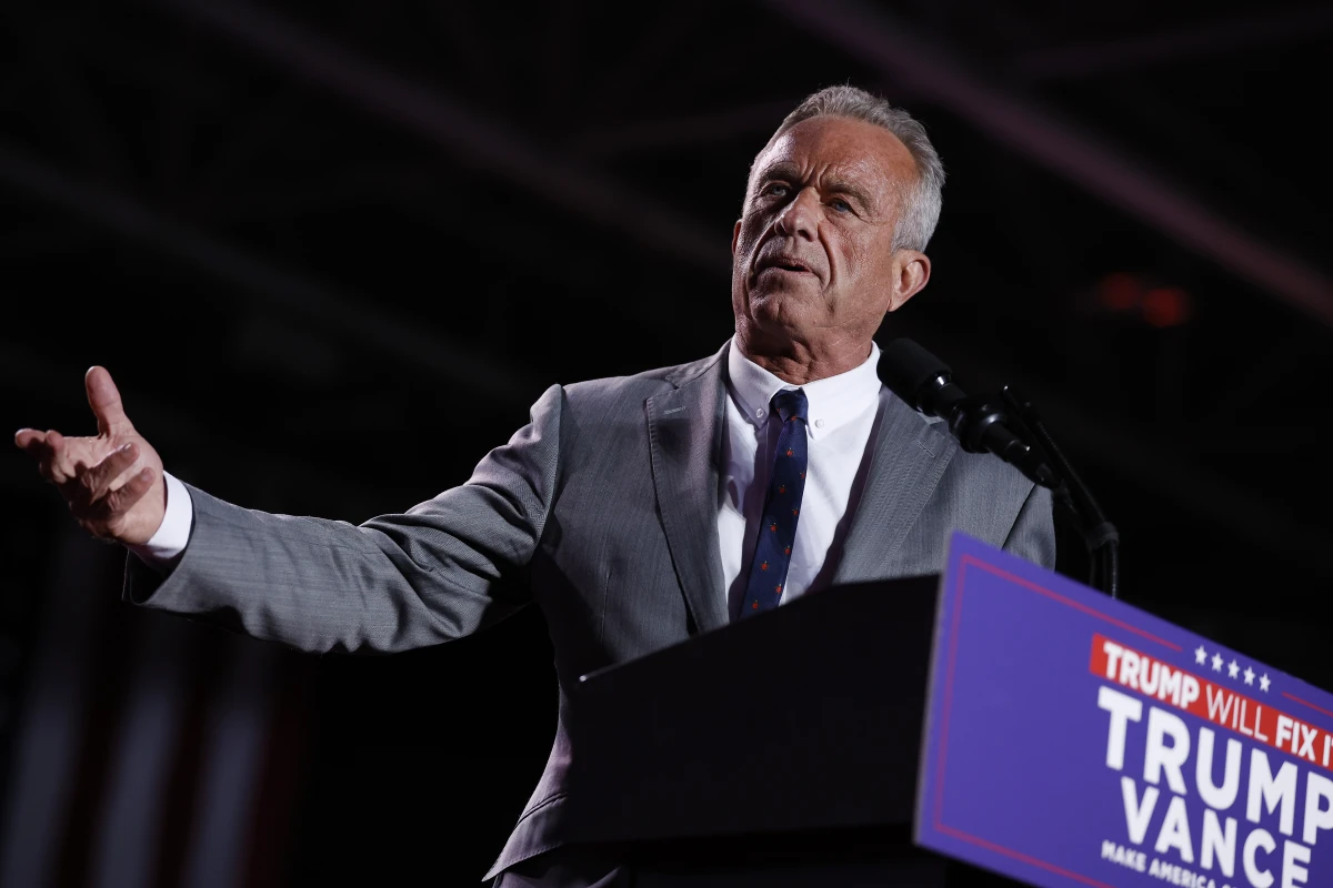 Robert F. Kennedy Jr. speaks during a campaign rally for Donald Trump at Macomb Community College in Warren, Mich., on Nov. 1. Trump has now tapped Kennedy for his administration.