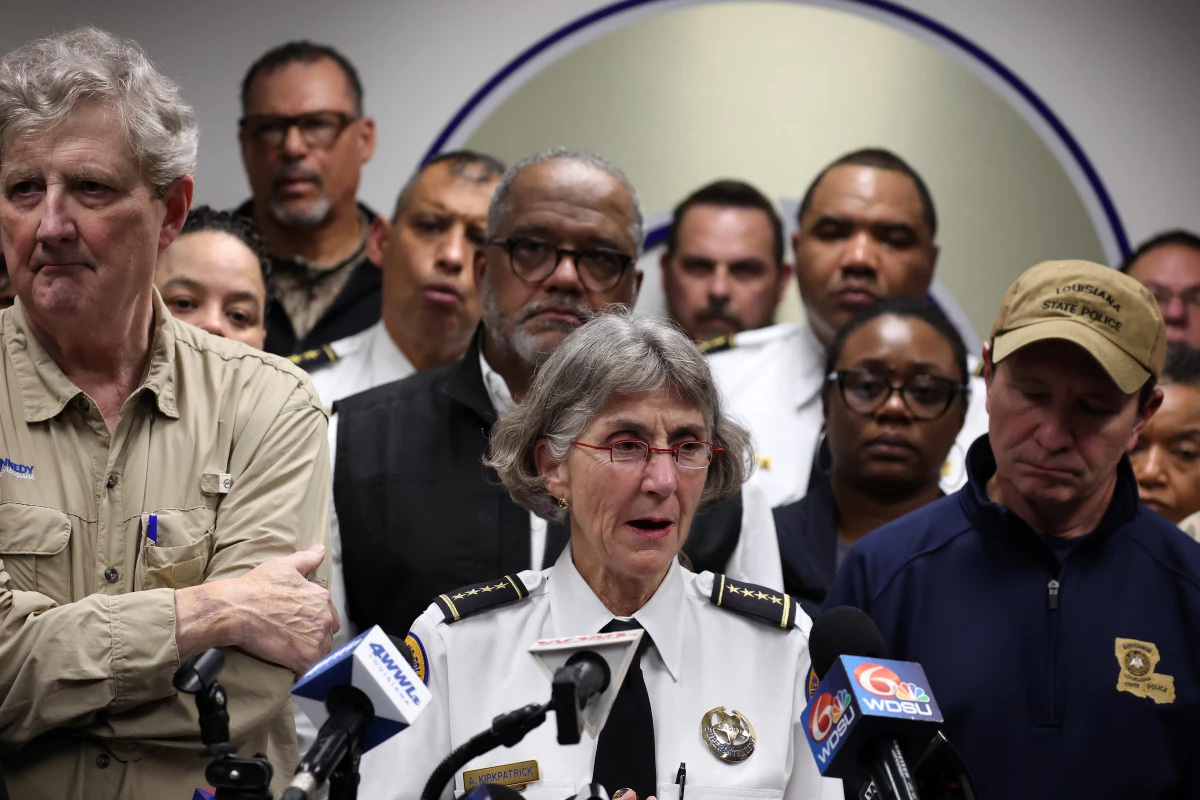 Superintendent of New Orleans Police Anne Kirkpatrick speaks to the media during a press conference on Jan. 1, in New Orleans.