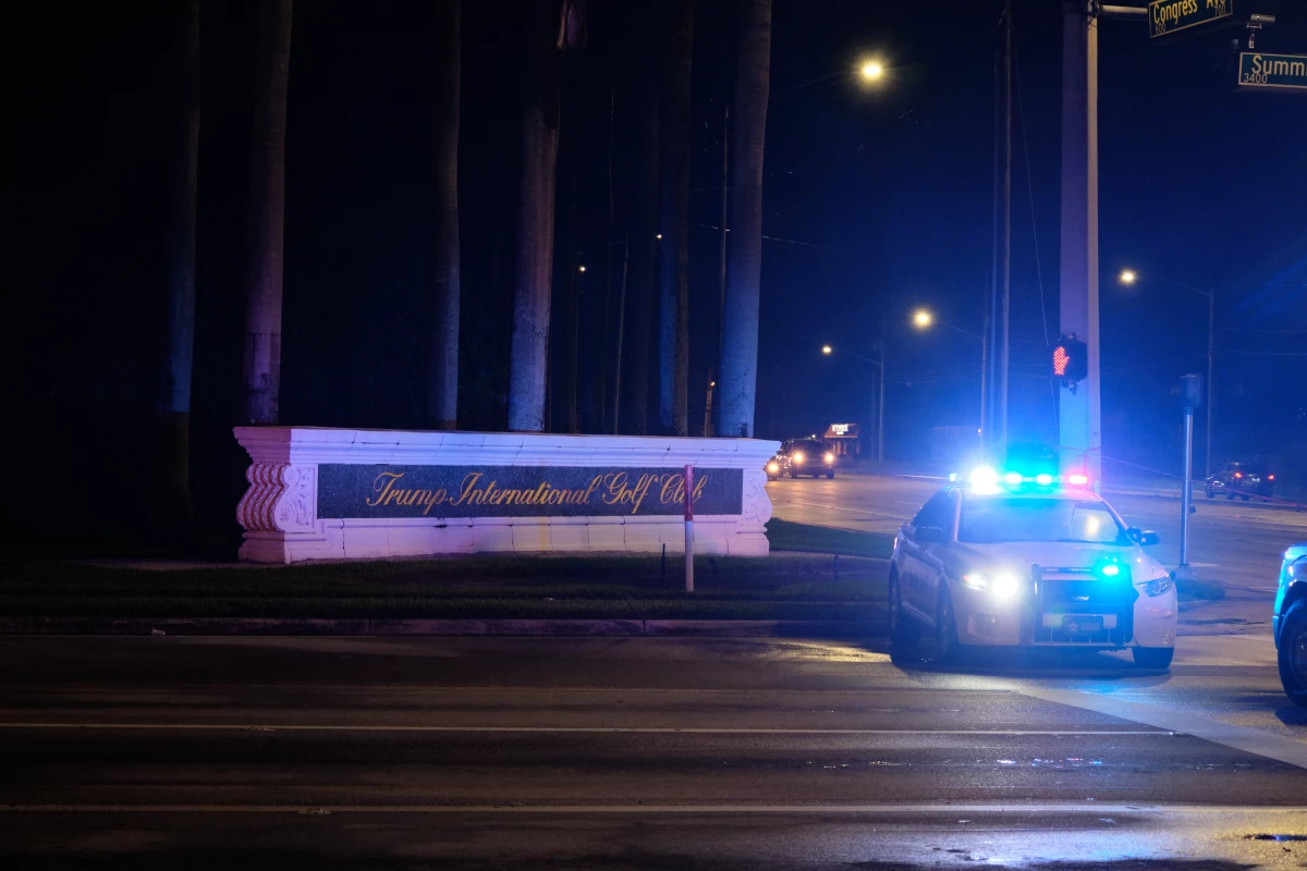 The scene outside the Trump International Golf Club in West Palm Beach after the arrest of a man accused of attempting to assassinate former President Donald Trump on Sept. 15, 2024.