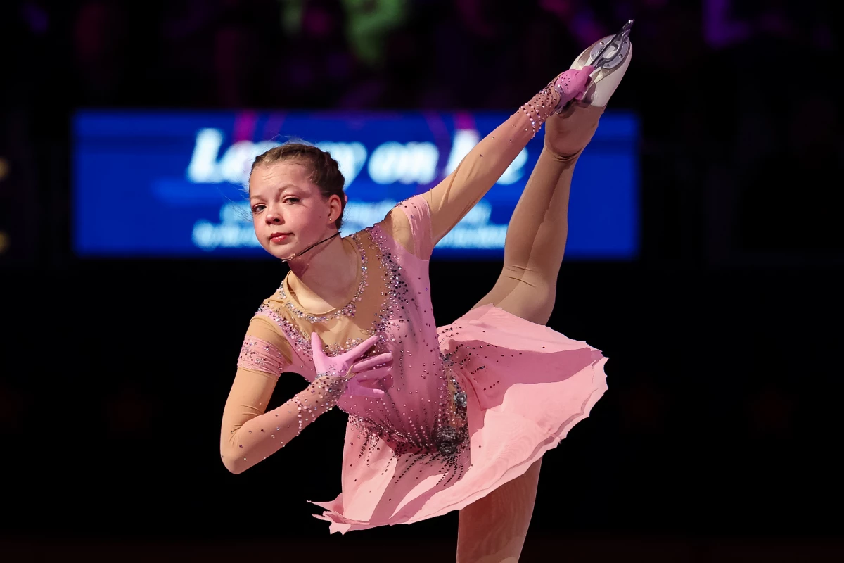 Sofia Bezkorovainaya skates during the 'Legacy On Ice' U.S. Figure Skating Benefit at Capital One Arena in Washington, D.C., on March 2, 2025. She one of three skaters at nationals whose program explicitly paid tribute to loved ones lost in the crash.
