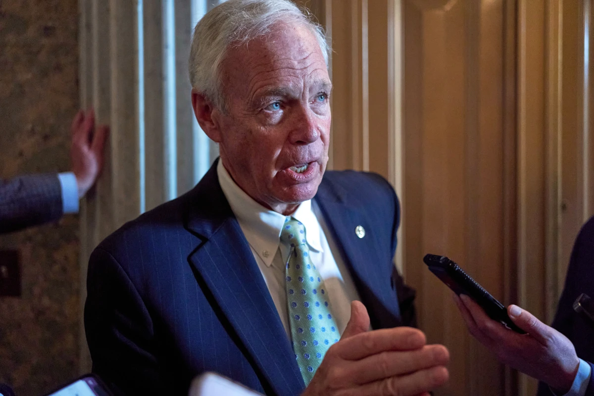 Sen. Ron Johnson, R-Wis., a member of the Senate Finance Committee, speaks to reporters about the meeting he and Republican senators had with President Donald Trump yesterday on how to craft his bill of tax breaks and spending cuts, at the Capitol in Washington, Thursday, June 5.