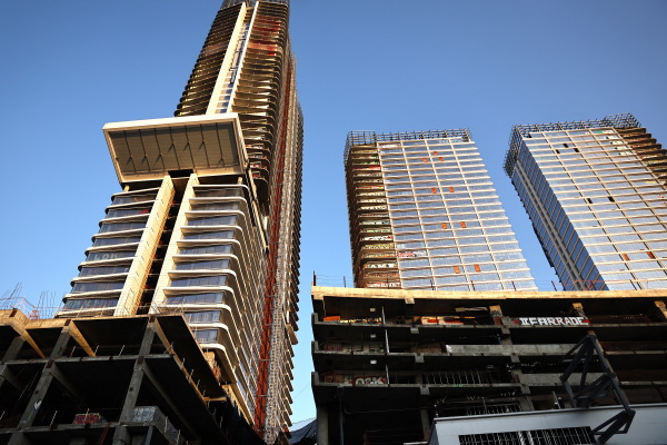 Construction of this $1 billion luxury real estate development in Los Angeles stalled in 2019 after a China-based developer ran out of funding, leaving the three-tower project unfinished amid a housing crisis in the city.