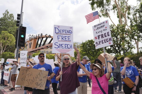 Protesters outside Walt Disney Studios in Burbank, Calif., last week.