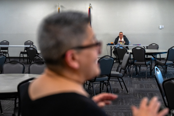 Deanna Villanueva-Saucedo, associate vice chancellor at the Center for Excellence in Inclusive Democracy in the Maricopa Community College system in south Phoenix, Ariz., on Oct. 9, 2024.
