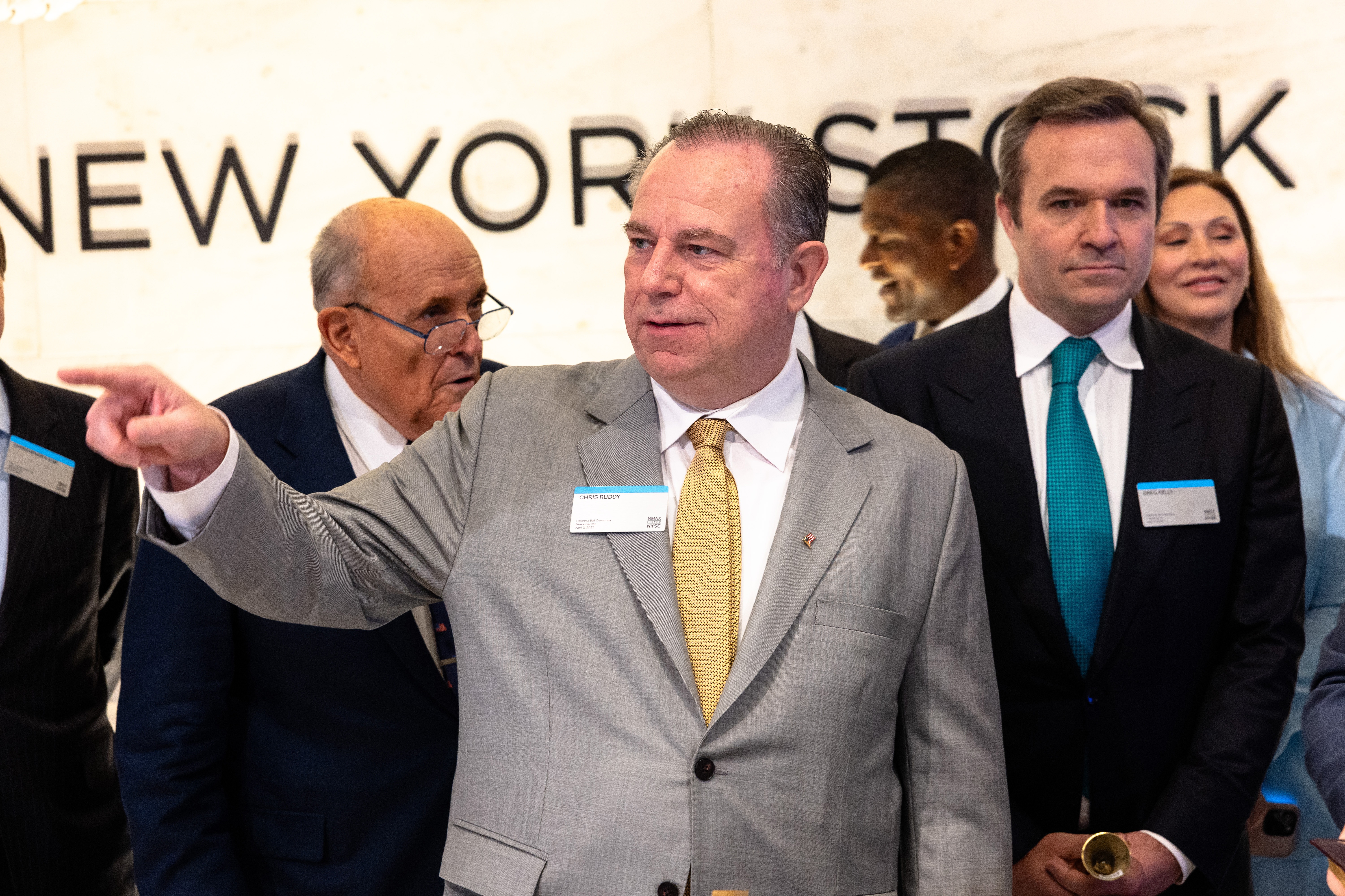 Chris Ruddy, the CEO of Newsmax, prepares to ring the opening bell at the New York Stock Exchange during morning trading on April 03, 2025. On Wednesday, Newsmax sued Fox, claiming it was illegally using its power to squash rival conservative networks.