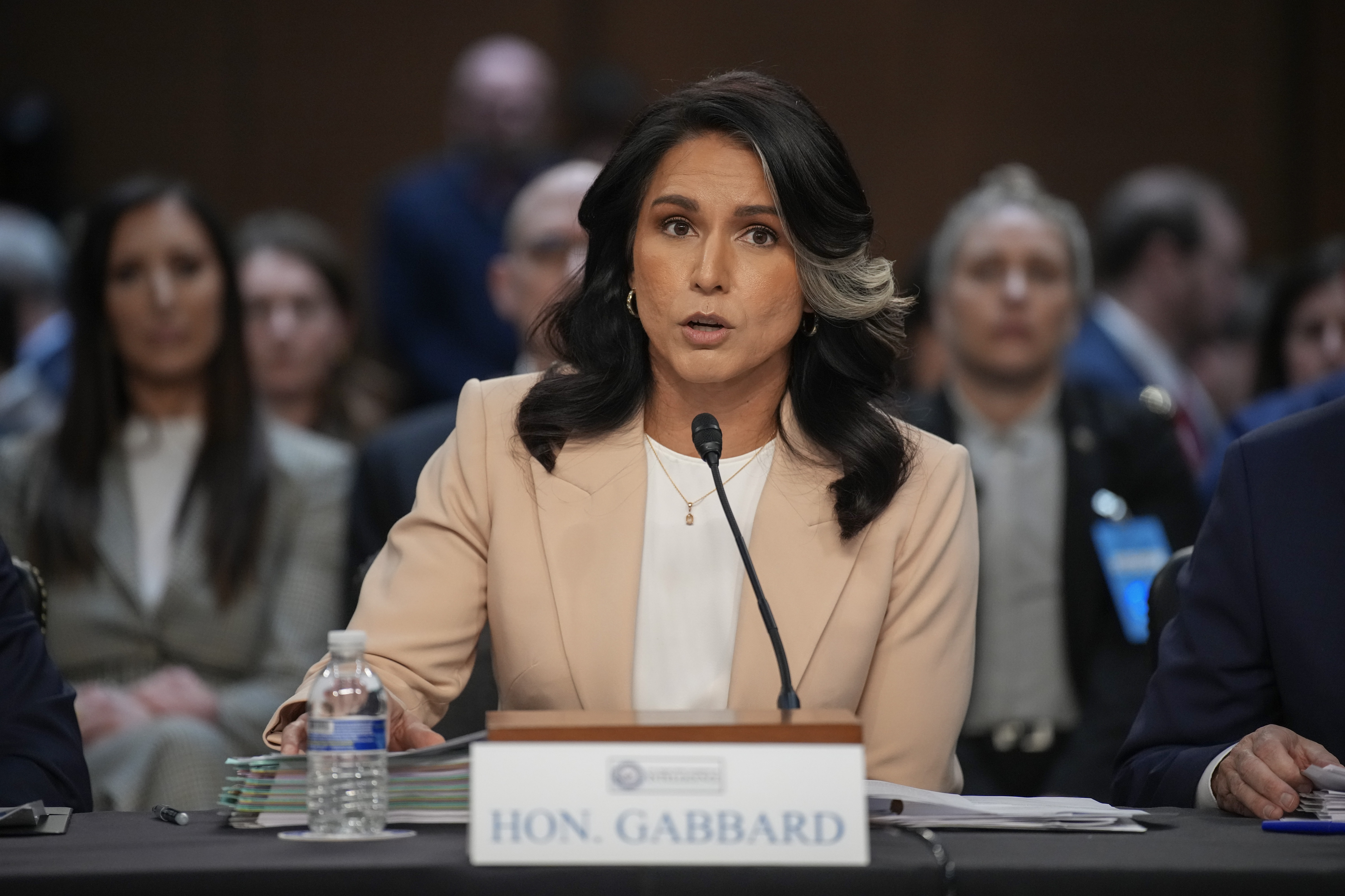 Director of National Intelligence Tulsi Gabbard appeared during a Senate Committee on Intelligence Hearing on March 25, 2025 in Washington, DC. Despite a decline in fentanyl overdose deaths, her team ranked smuggling and drug cartels as top threats to U.S. security.