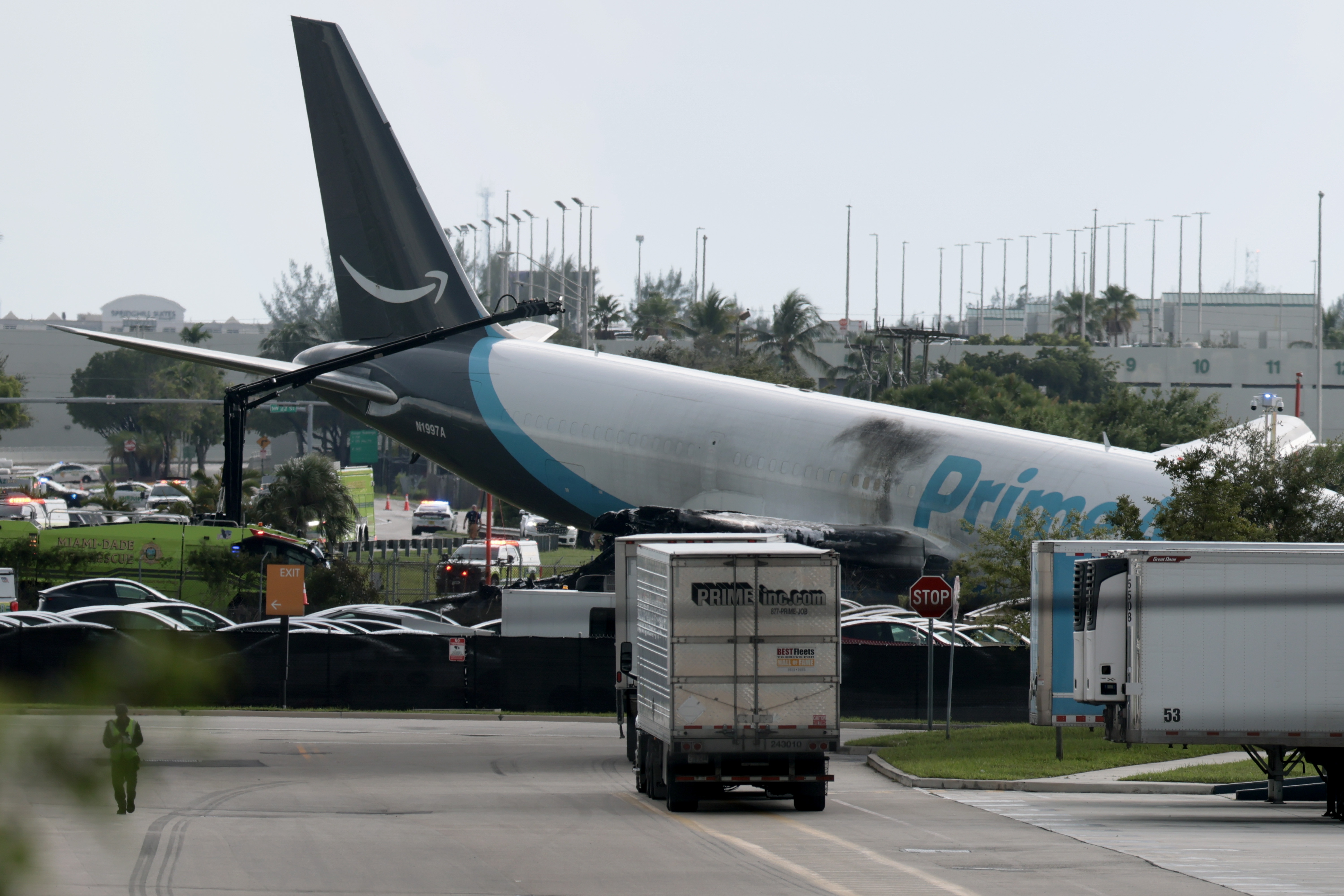 Amazon Cargo Plane Overruns Runway at Miami International Airport