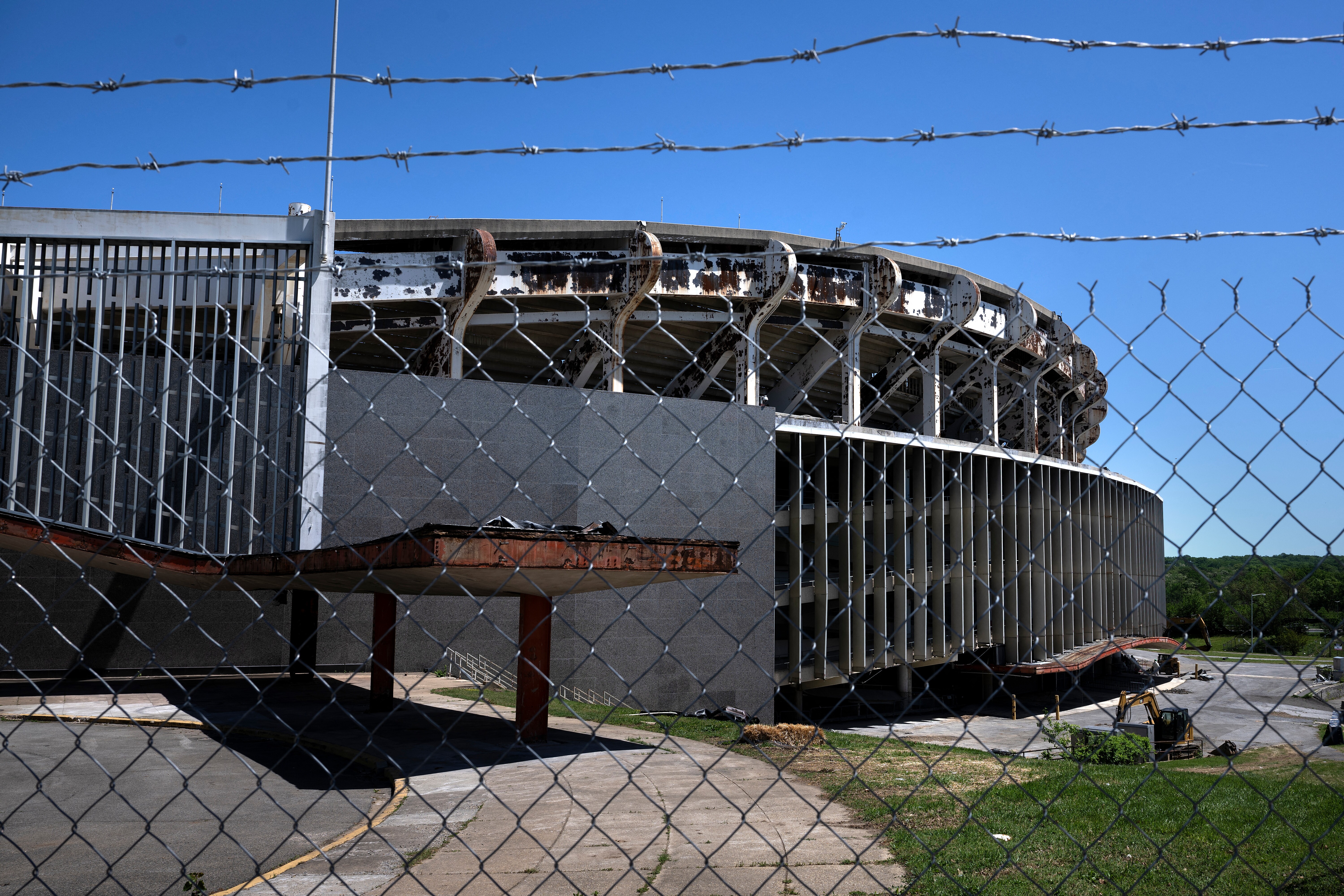 A view of the Robert F. Kennedy (RFK) Stadium, defunct and currently under demolition, in Washington, D.C., on April 28, 2025. President Trump is threatening to intervene in a deal for a new stadium.
