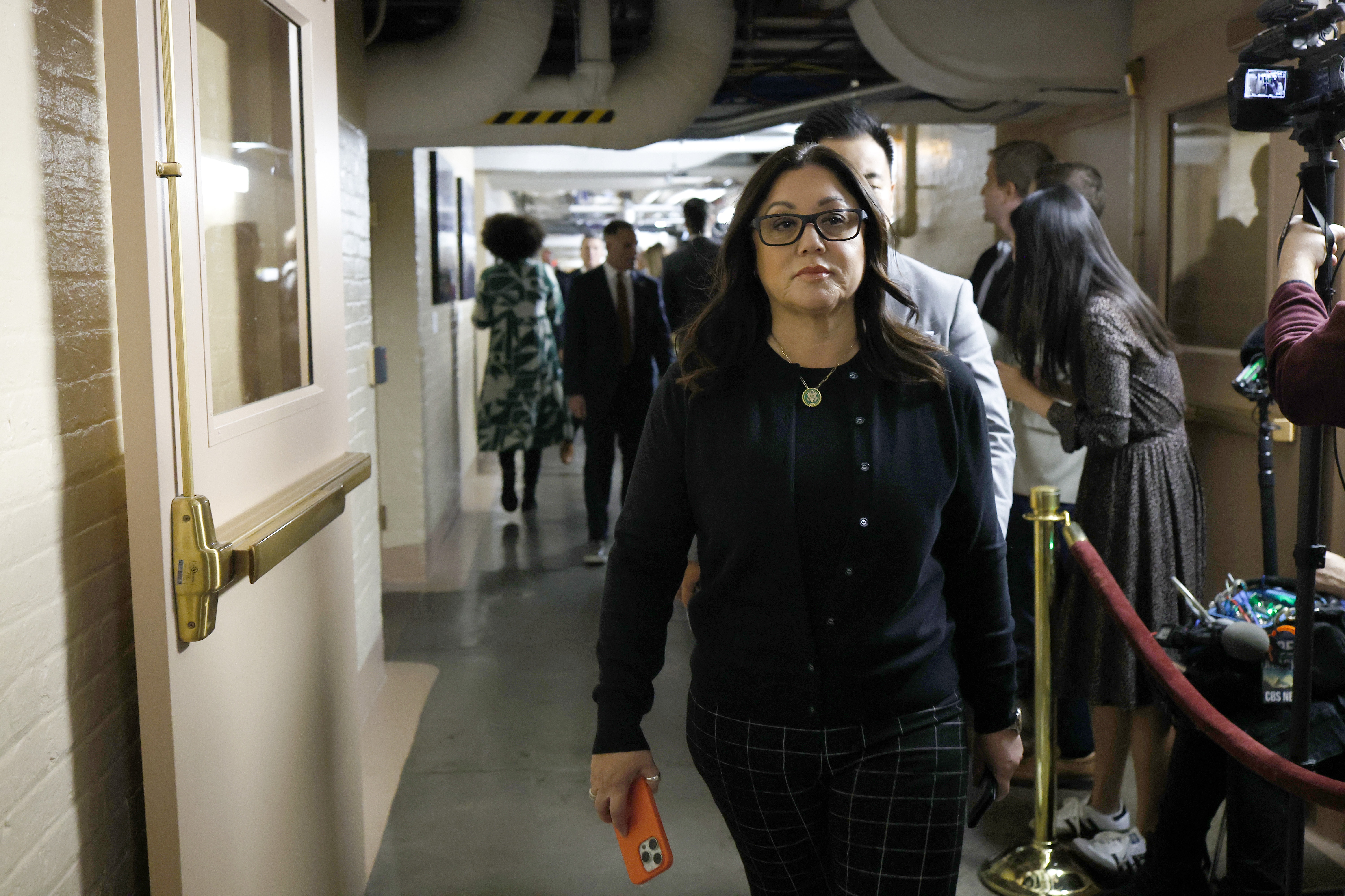 Rep. Lori Chavez-Deremer (R-OR) arrives to a meeting with House Republicans at the U.S. Capitol Building on October 19, 2023 in Washington, D.C.