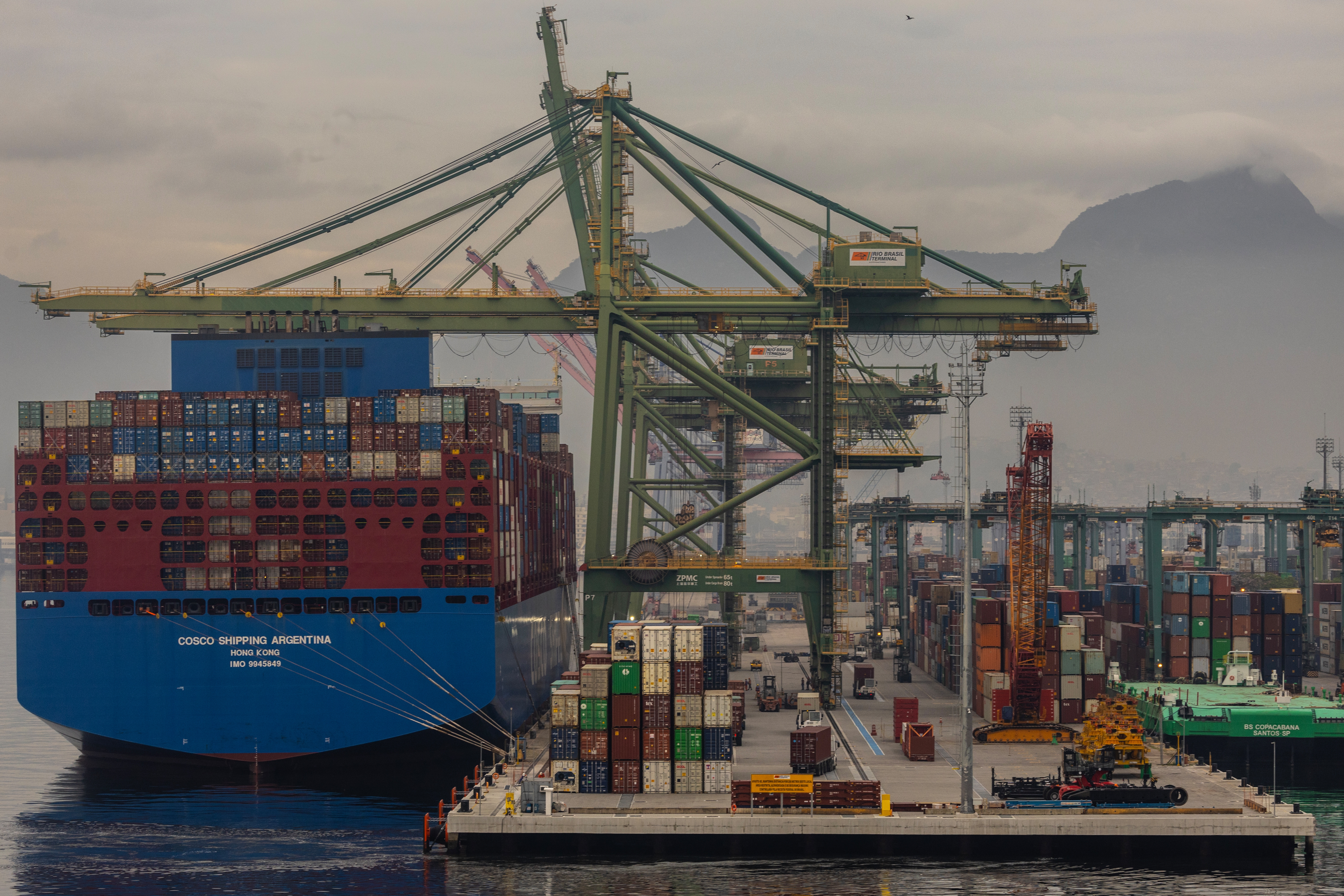 A container ship docked at the Port of Rio de Janeiro in Rio de Janeiro, Brazil, on Thursday, July 10, 2025.